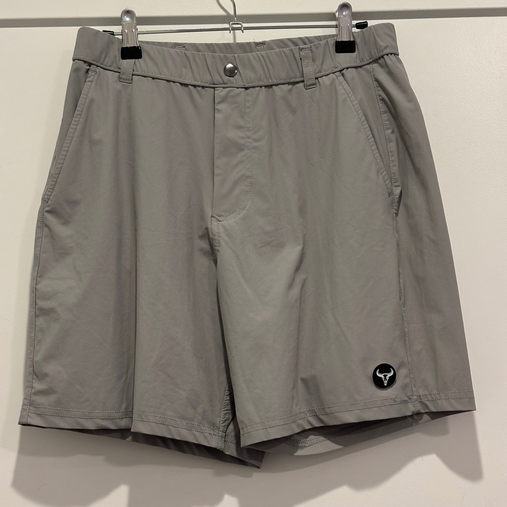 Bison Ridge Warp Everglade 7 Inch Shorts Mens Medium Grey Tech Performance Logo